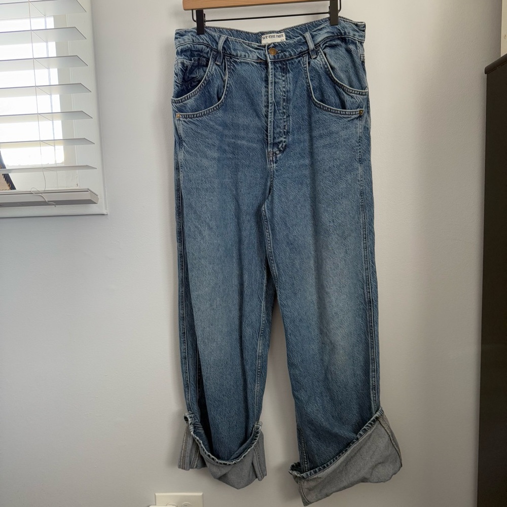 Free People Light Blue Wide Leg Flare Jeans